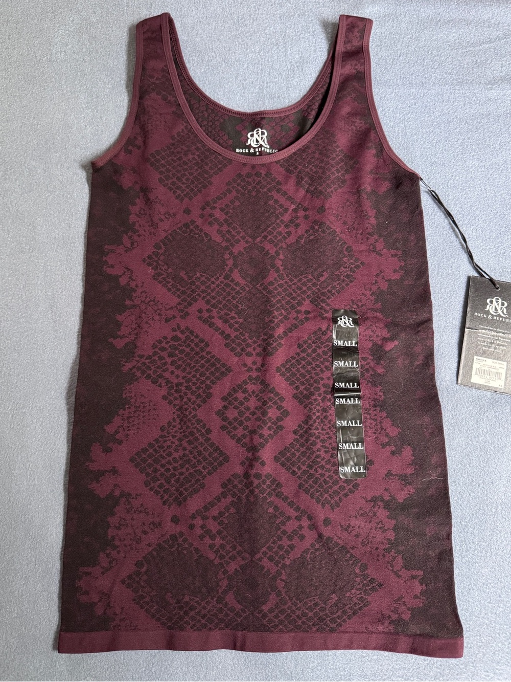 NWT Rock & Republic Burgundy & Black Tank
